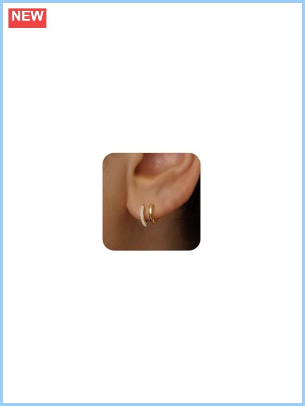 14K Gold Plated Cubic Zirconia Stud Hoop Earrings
